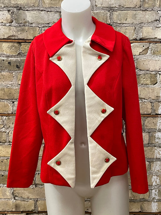 Red & White Open Front Jacket