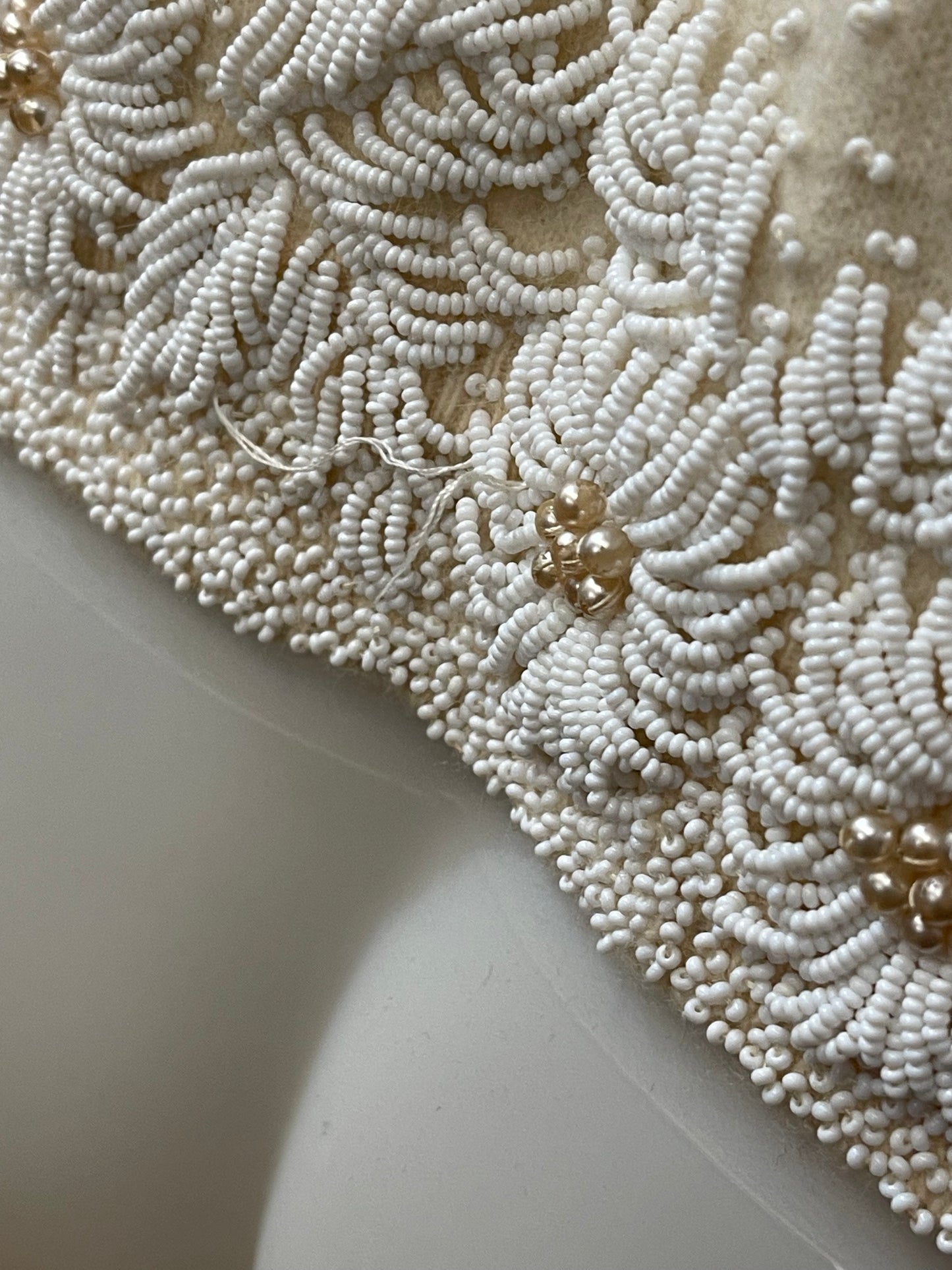 Ivory Beaded 80s Cardigan Sweater