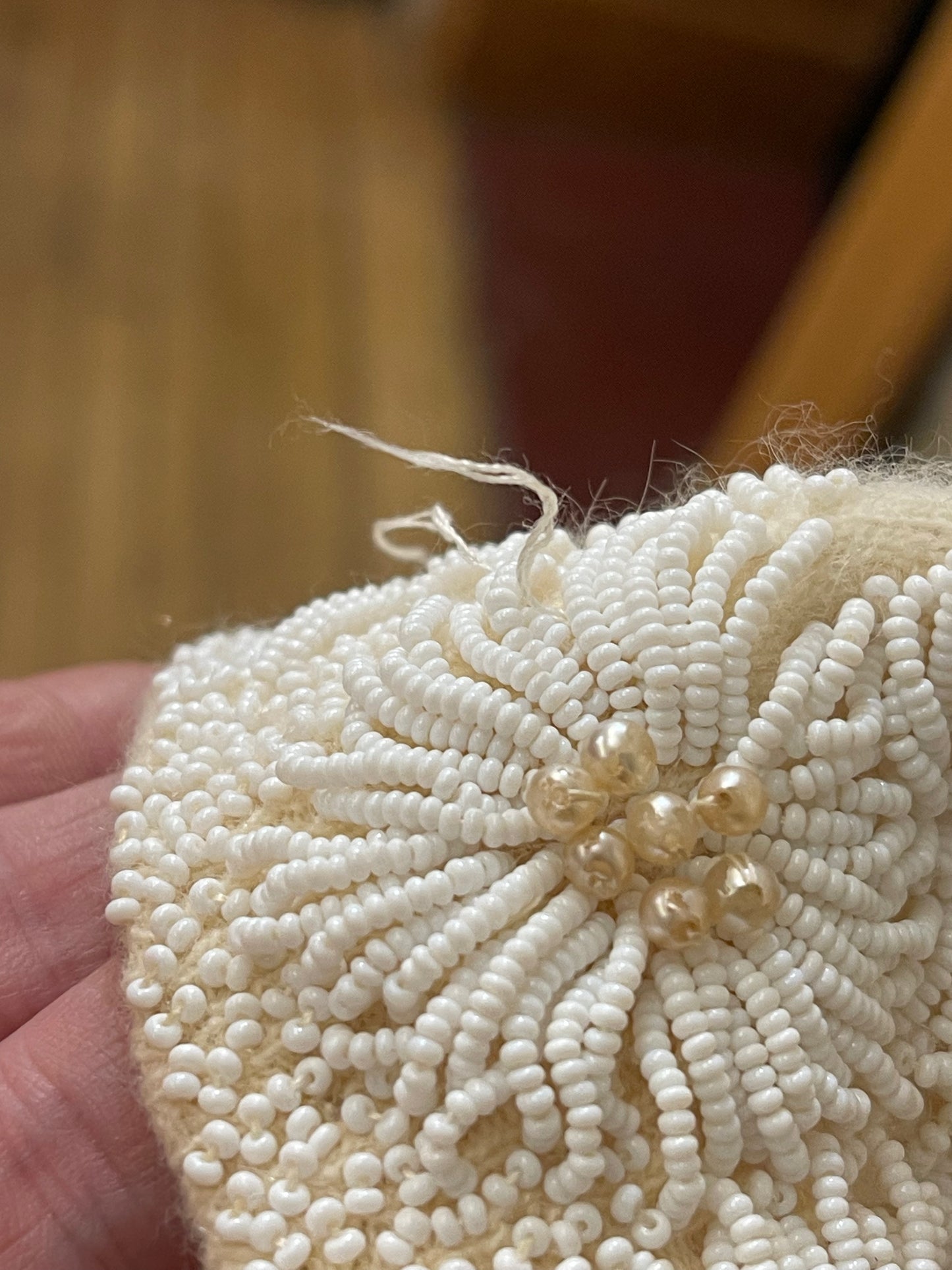 Ivory Beaded 80s Cardigan Sweater