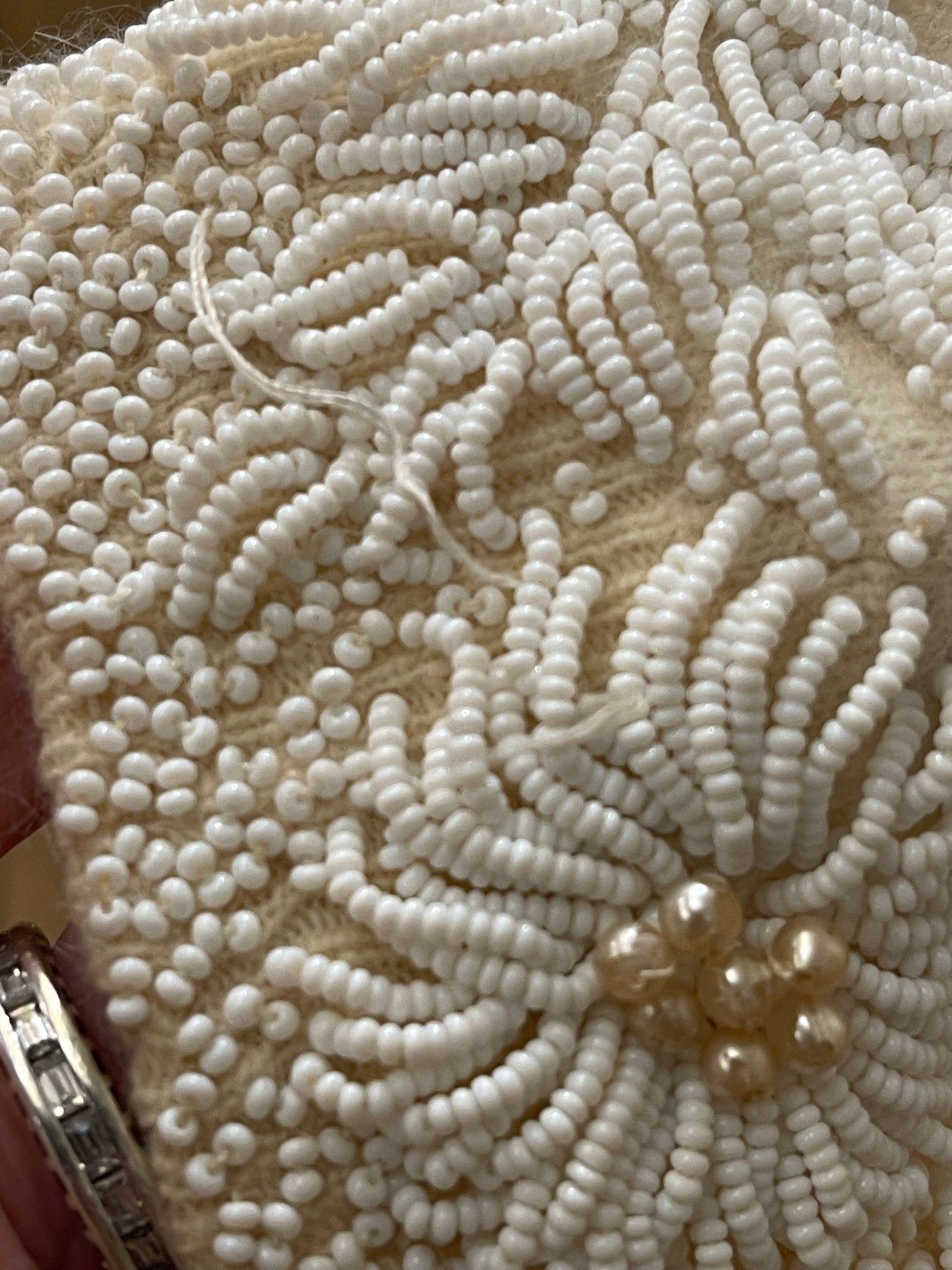 Ivory Beaded 80s Cardigan Sweater