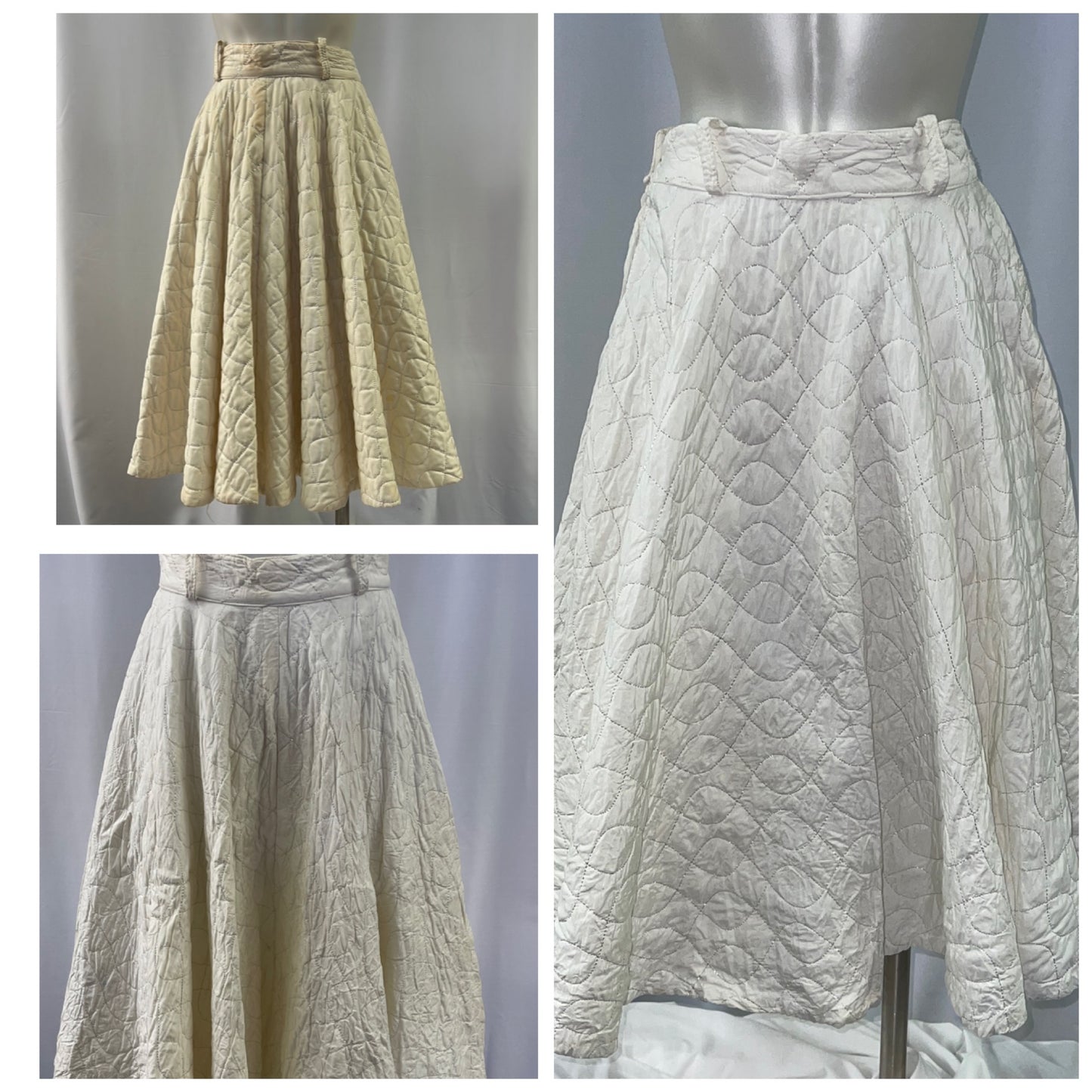 50s Ivory Quilted Skirt