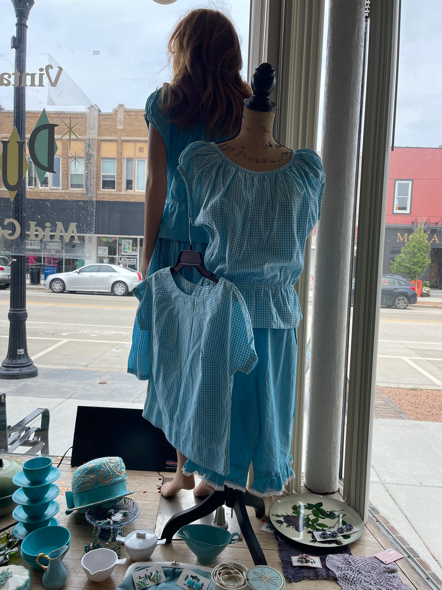 Teal & White Gingham Set