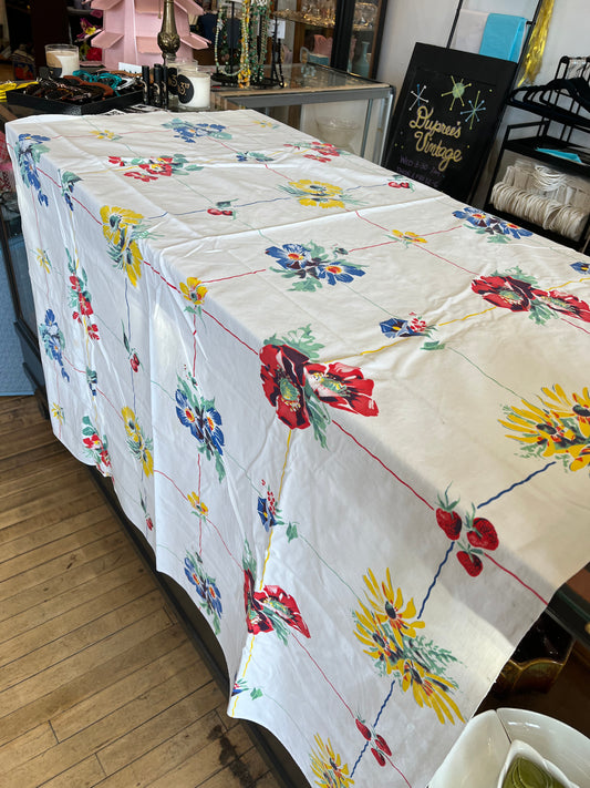 Primary color floral table cloth