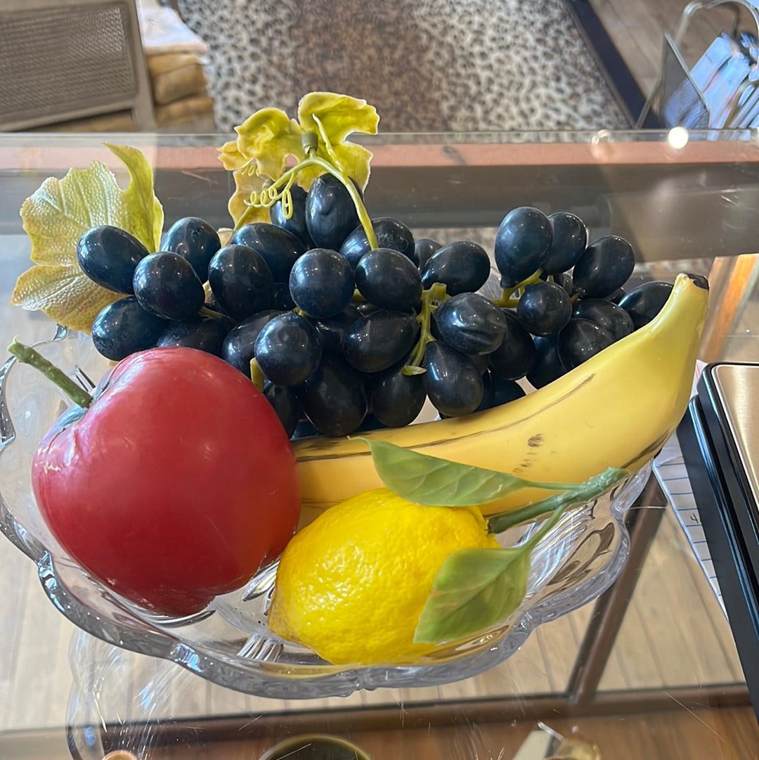Faux Fruit Selection : grapes, banana, lemon and an apple