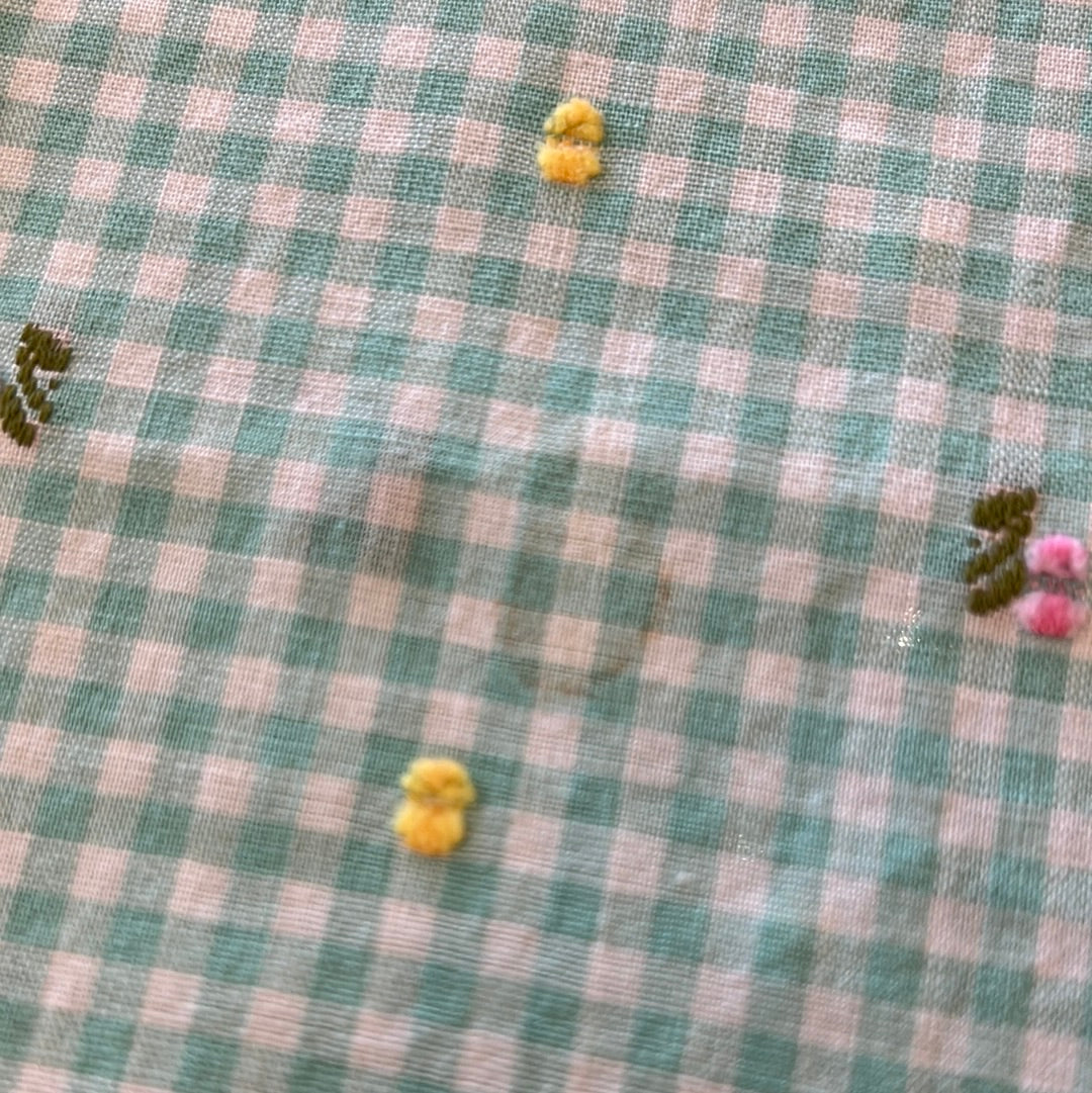 Embroidered Teal gingham pillowcase