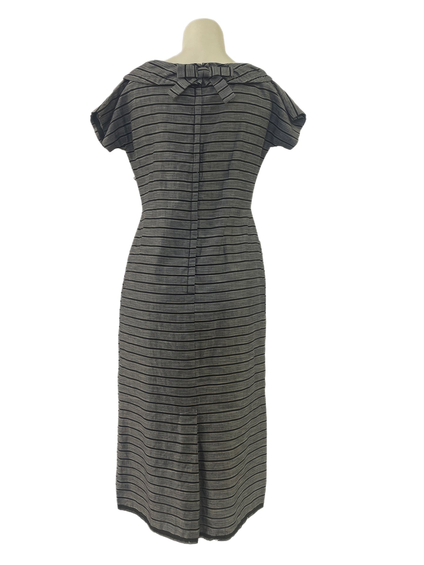 50s Black & White Striped Wiggle Dress