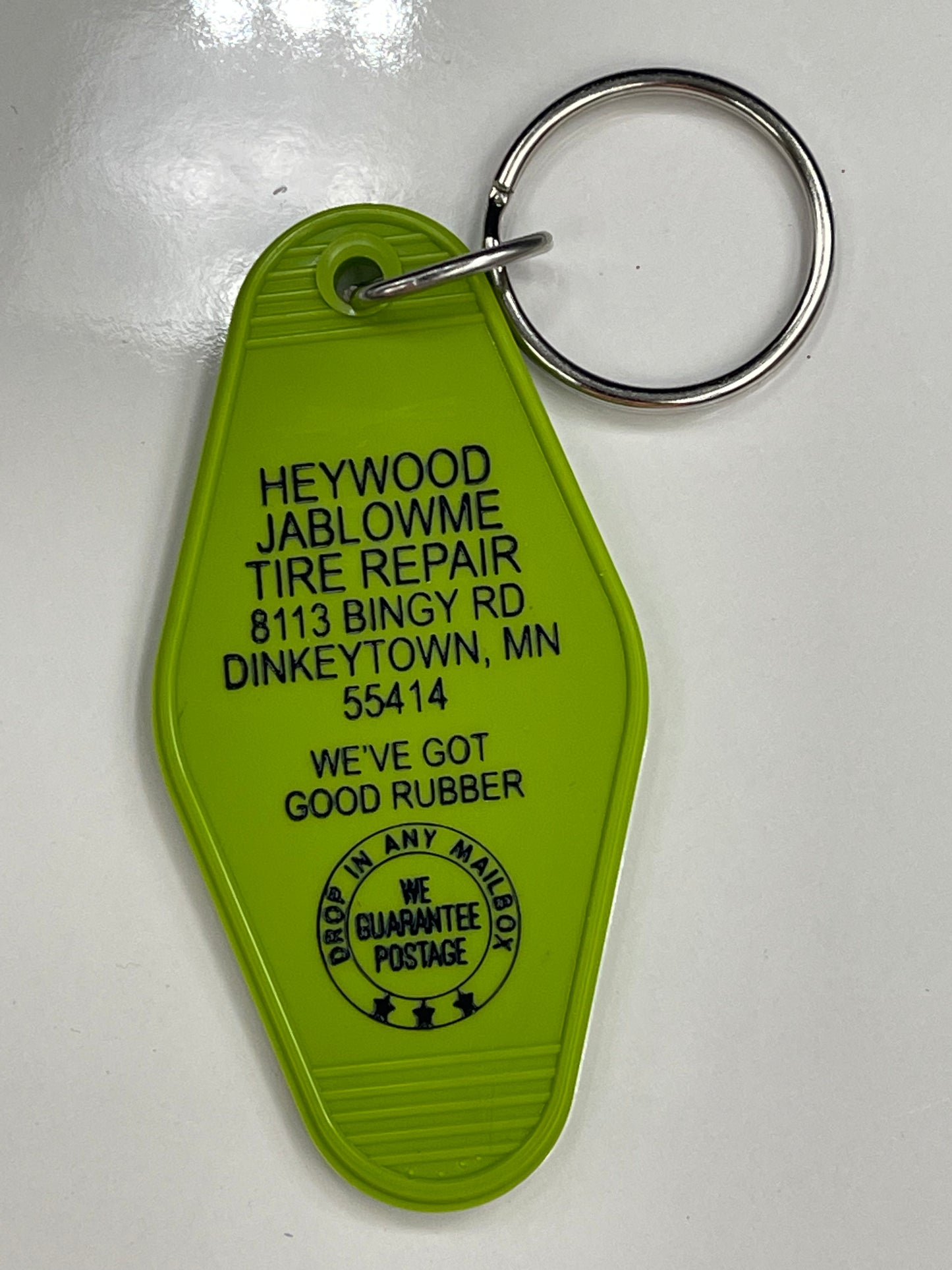 Heywood Jablowme Tire Repair Vintage Style Motel Key Chain