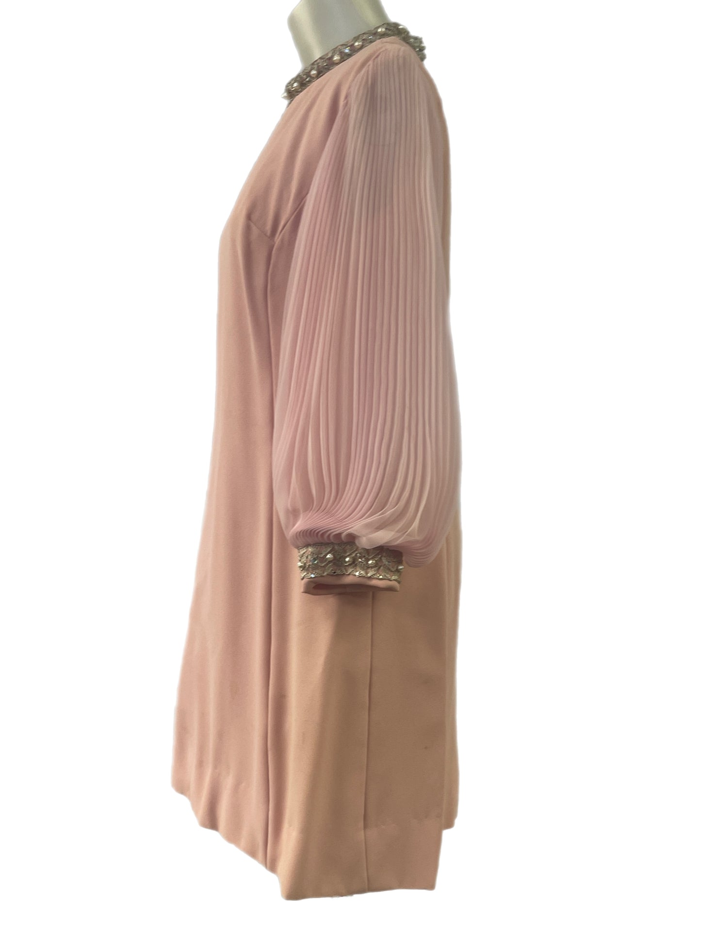 1970 Pink Mod Dress With Chiffon Sleeves