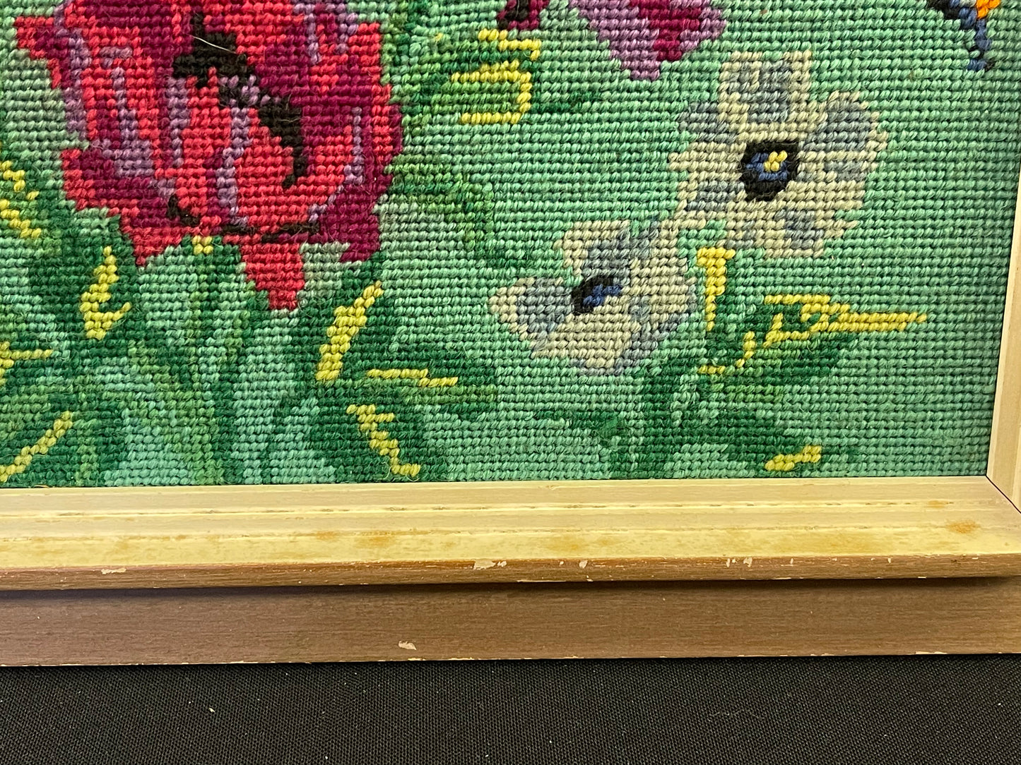 Bright Floral Framed Needlepoint