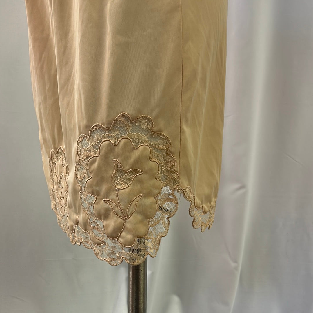 Beige Embroidered Half Slip
