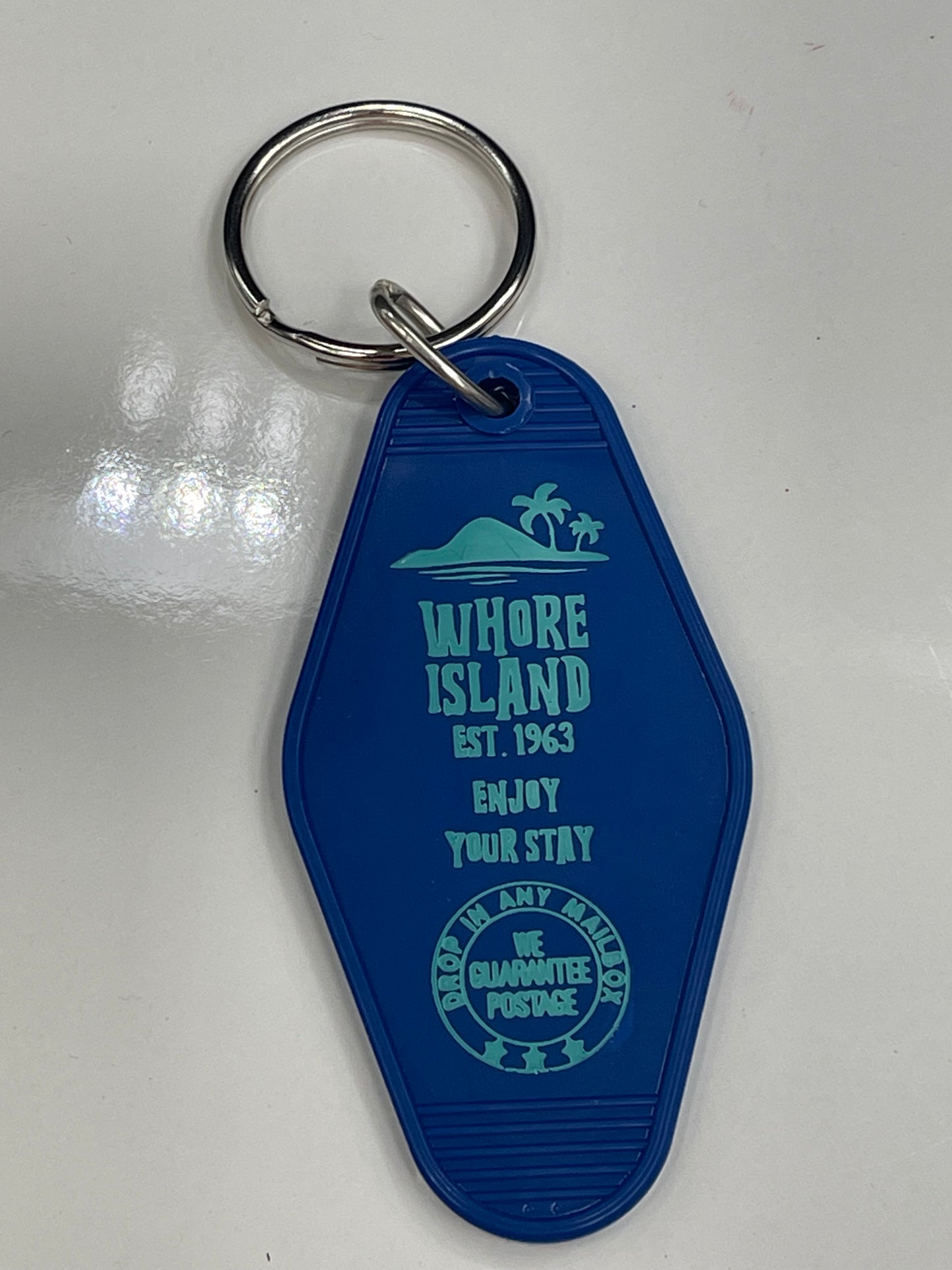 Whore Island Vintage Style Motel Key Chain