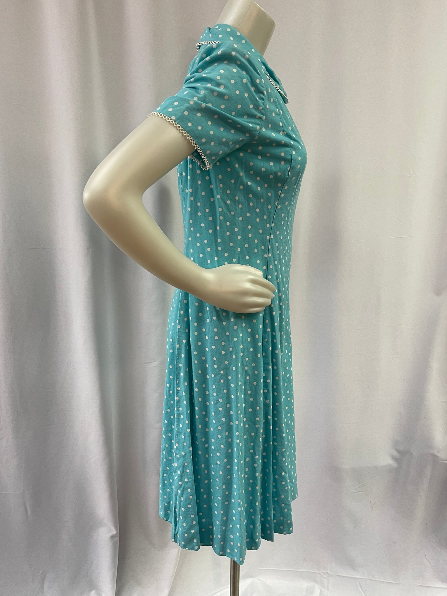 Teal & White Polka-dot Dress