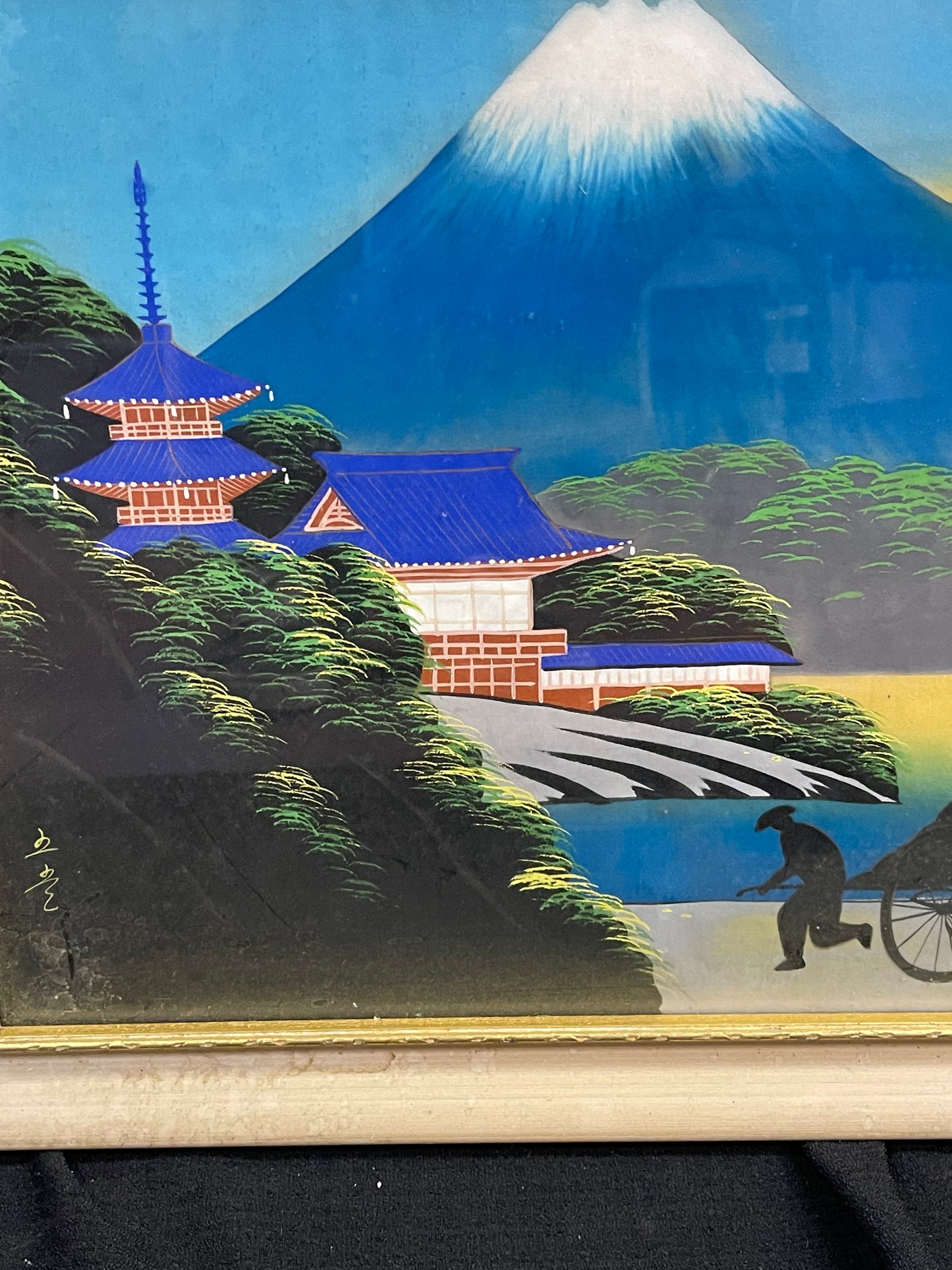 Japanese Silk Painting Of Mount Fuji