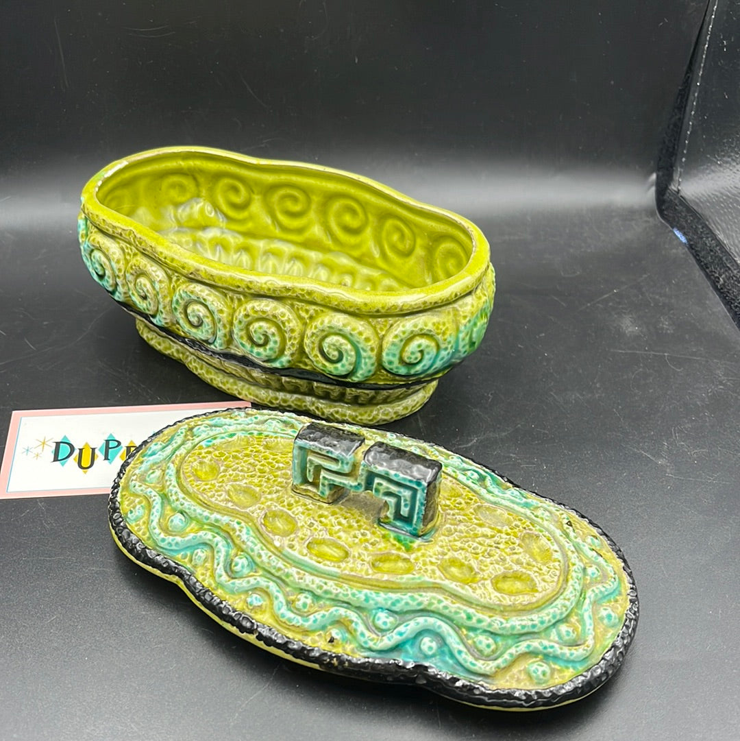 Blue and Green covered Dish