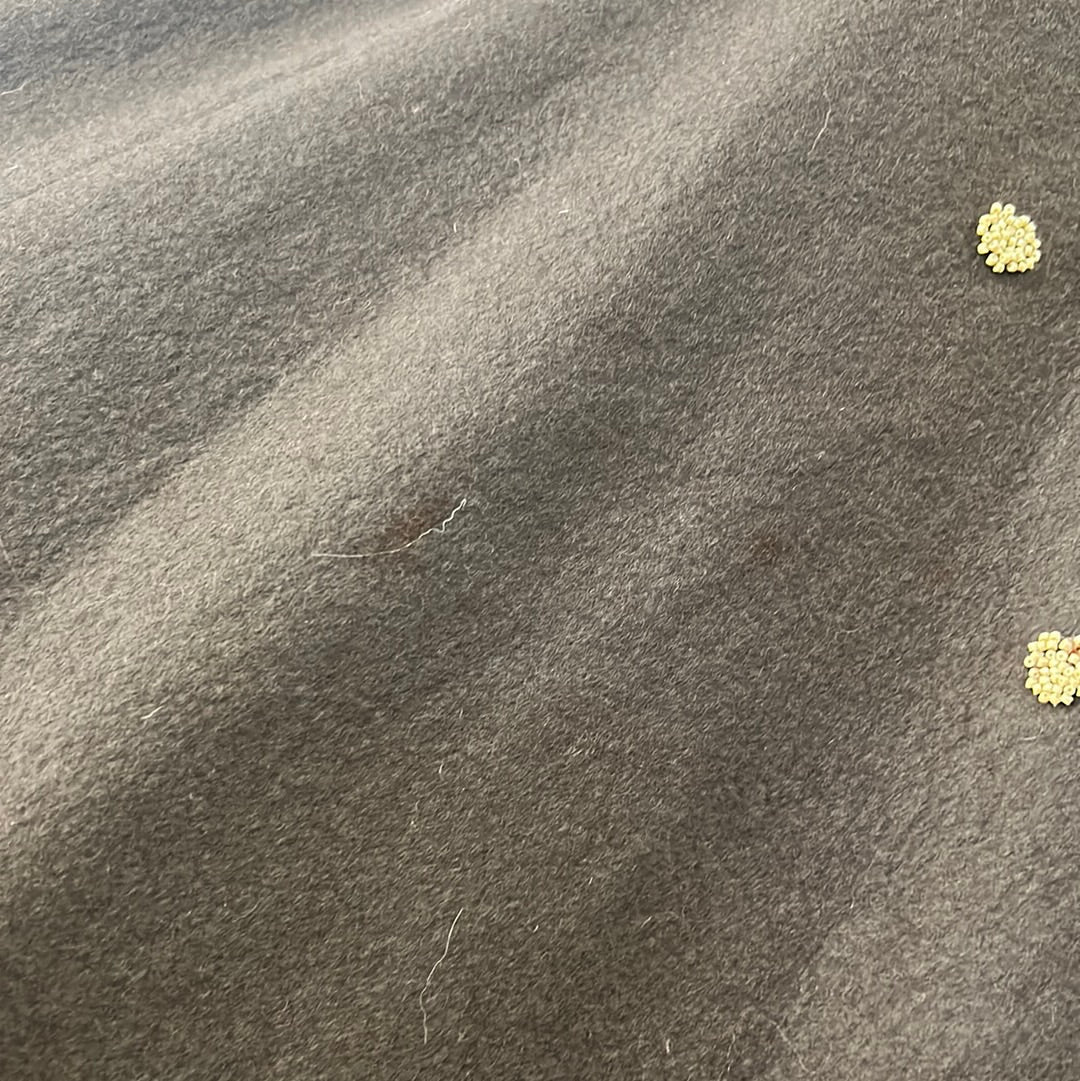 Brown Wool Swing Skirt with Leaf Embellishment