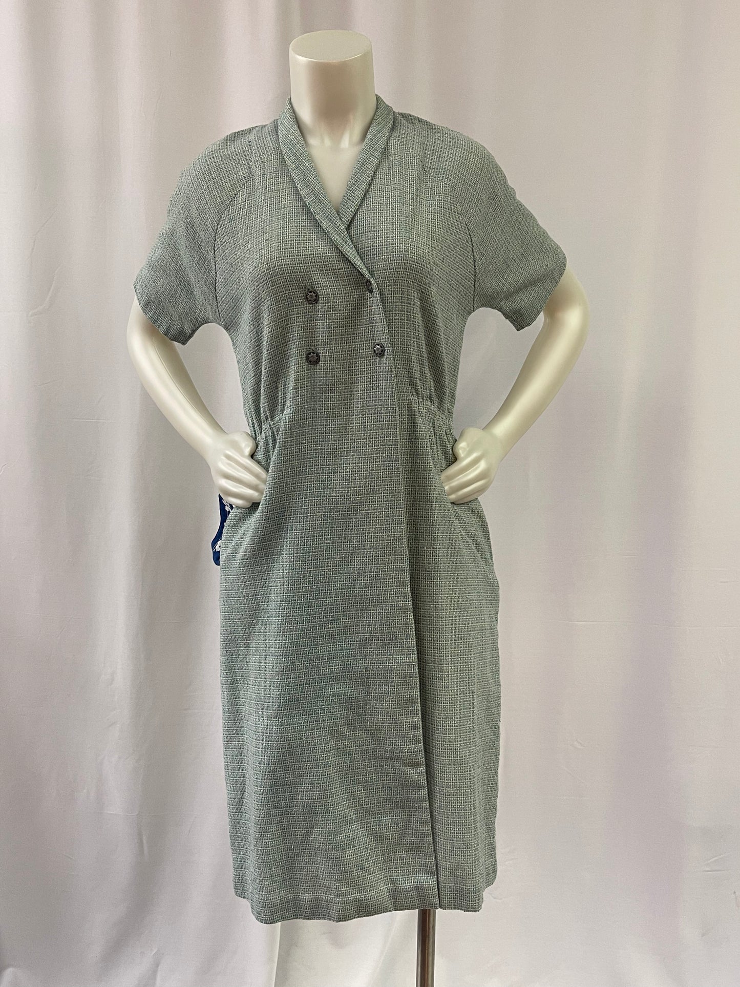 Blue Lightweight Tweed Pencil Dress