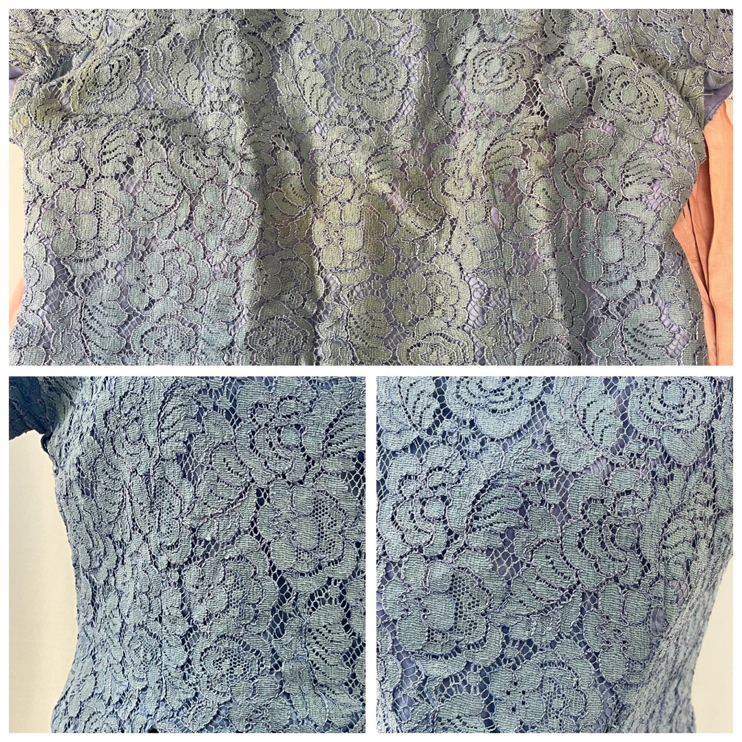 50s Blue Lace Wiggle Dress