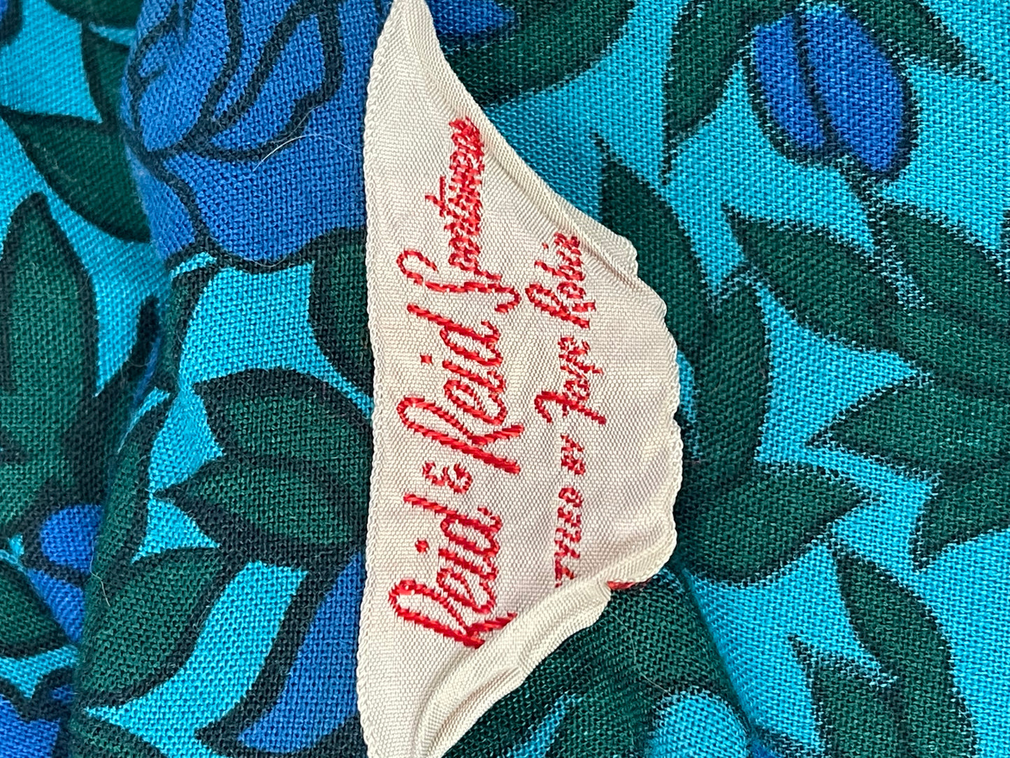 50s Blue and Green Floral Print Dress