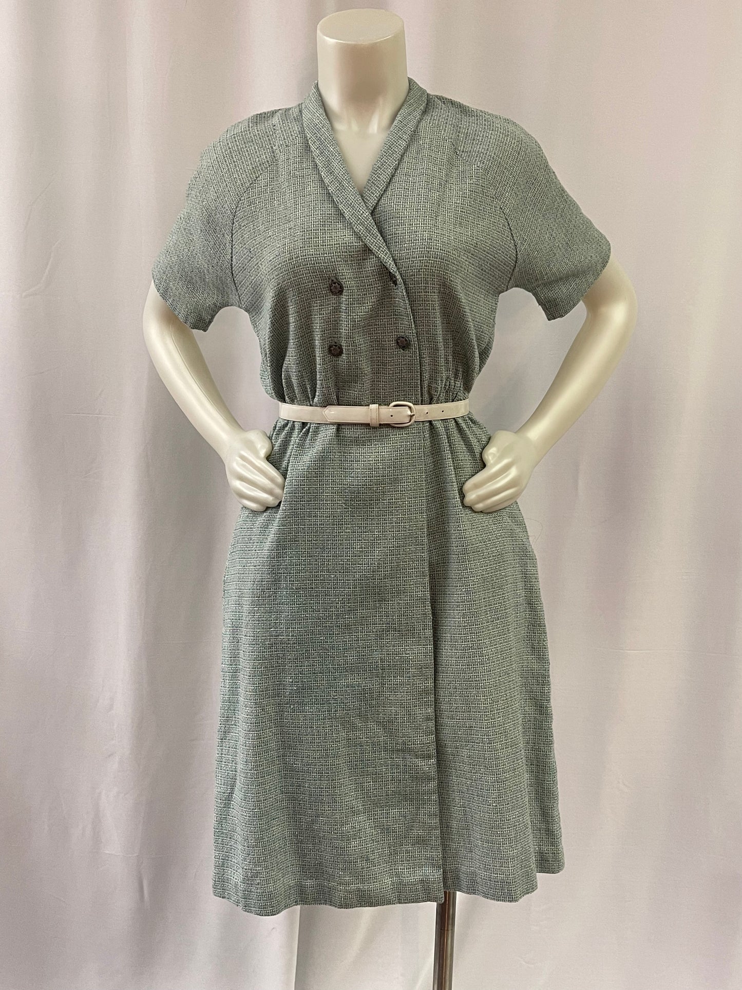 Blue Lightweight Tweed Pencil Dress