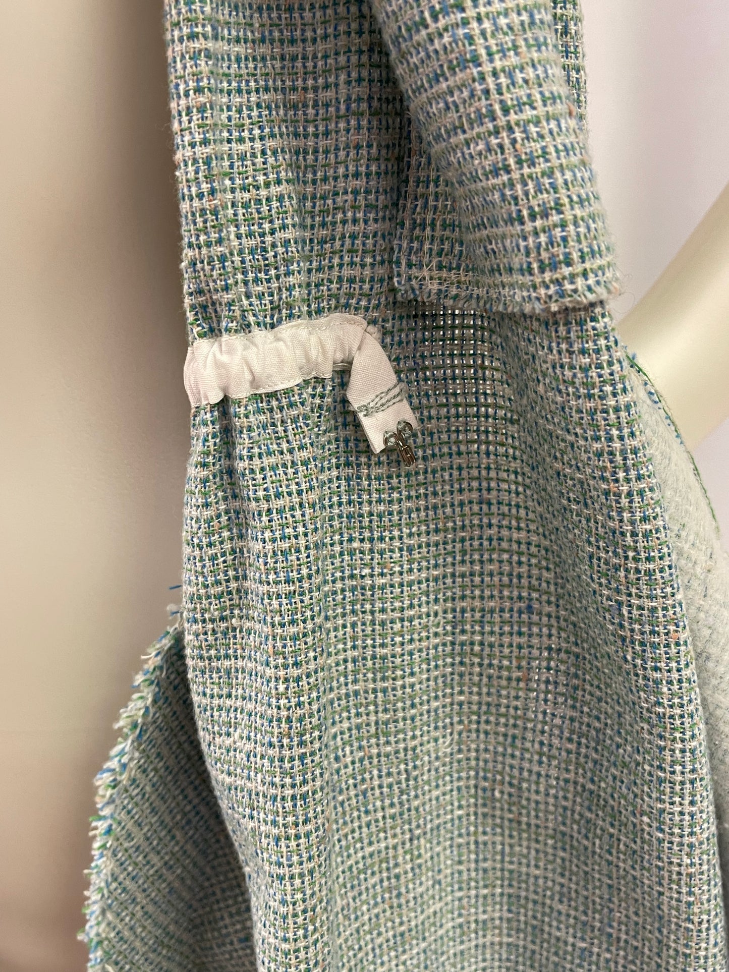 Blue Lightweight Tweed Pencil Dress