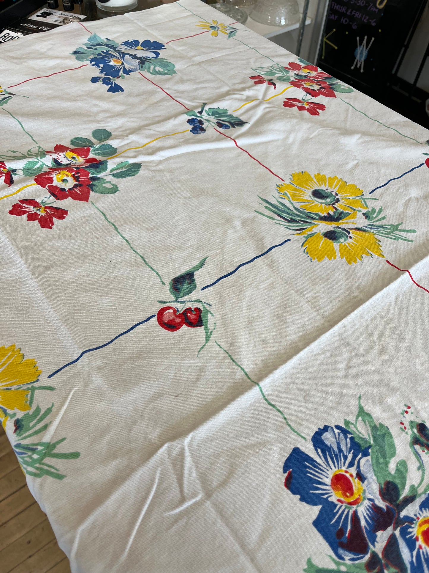 Primary color floral table cloth