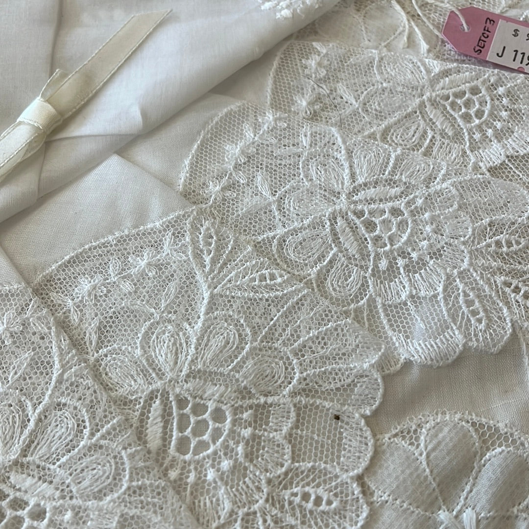 Set of 3 white hankies made in Austria