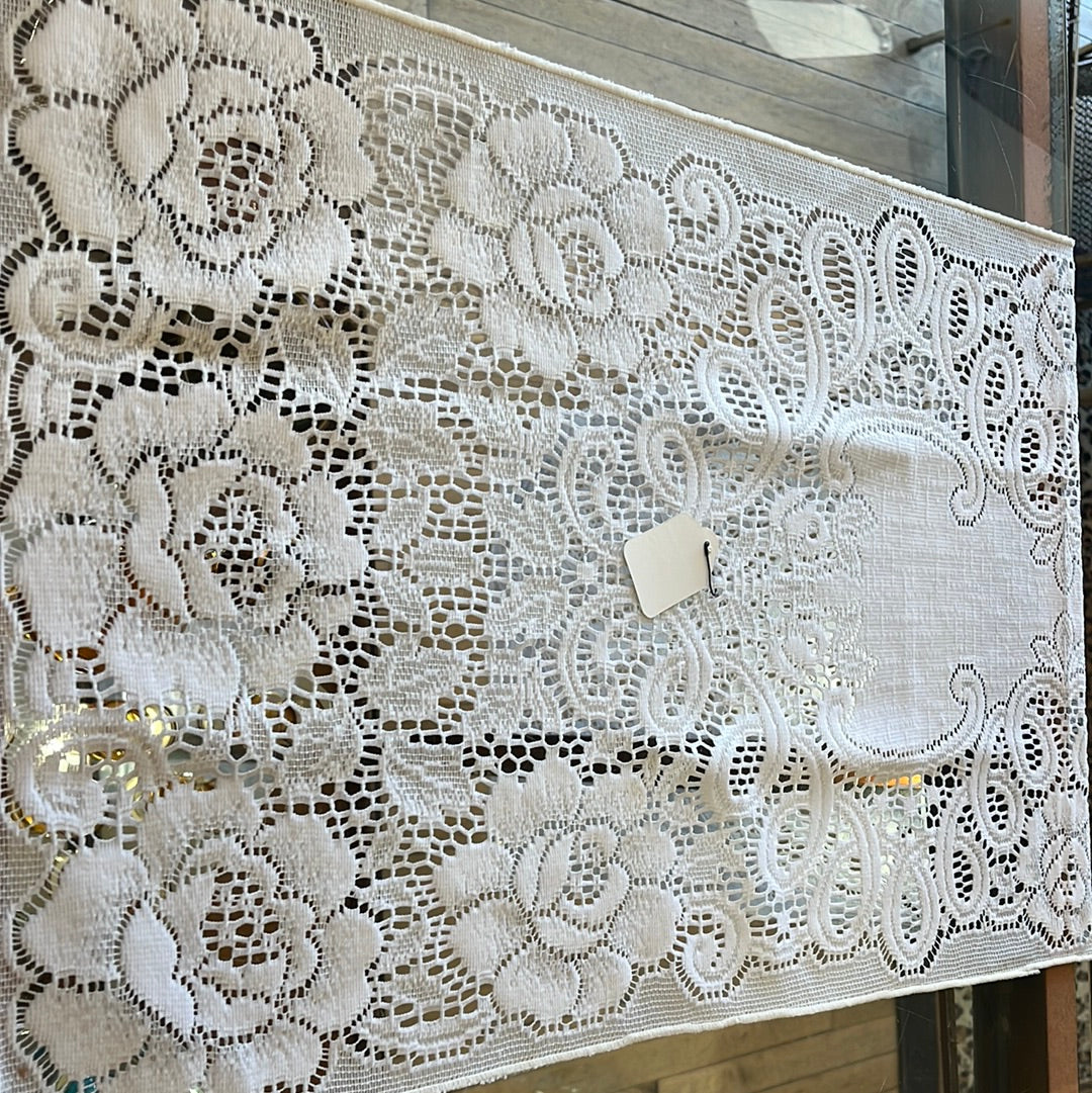 White lacy table runner