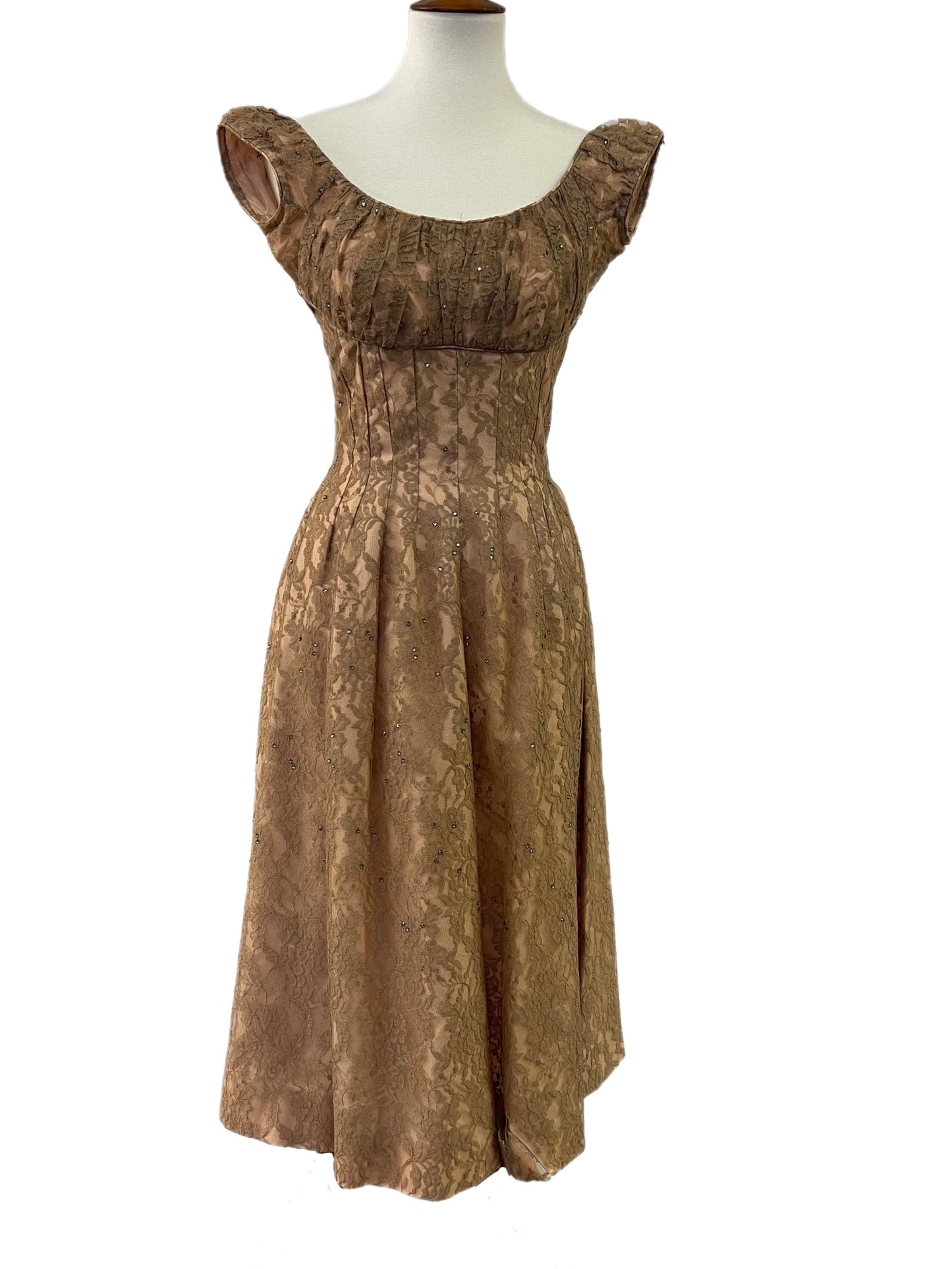 50s Tan Cocktail Dress