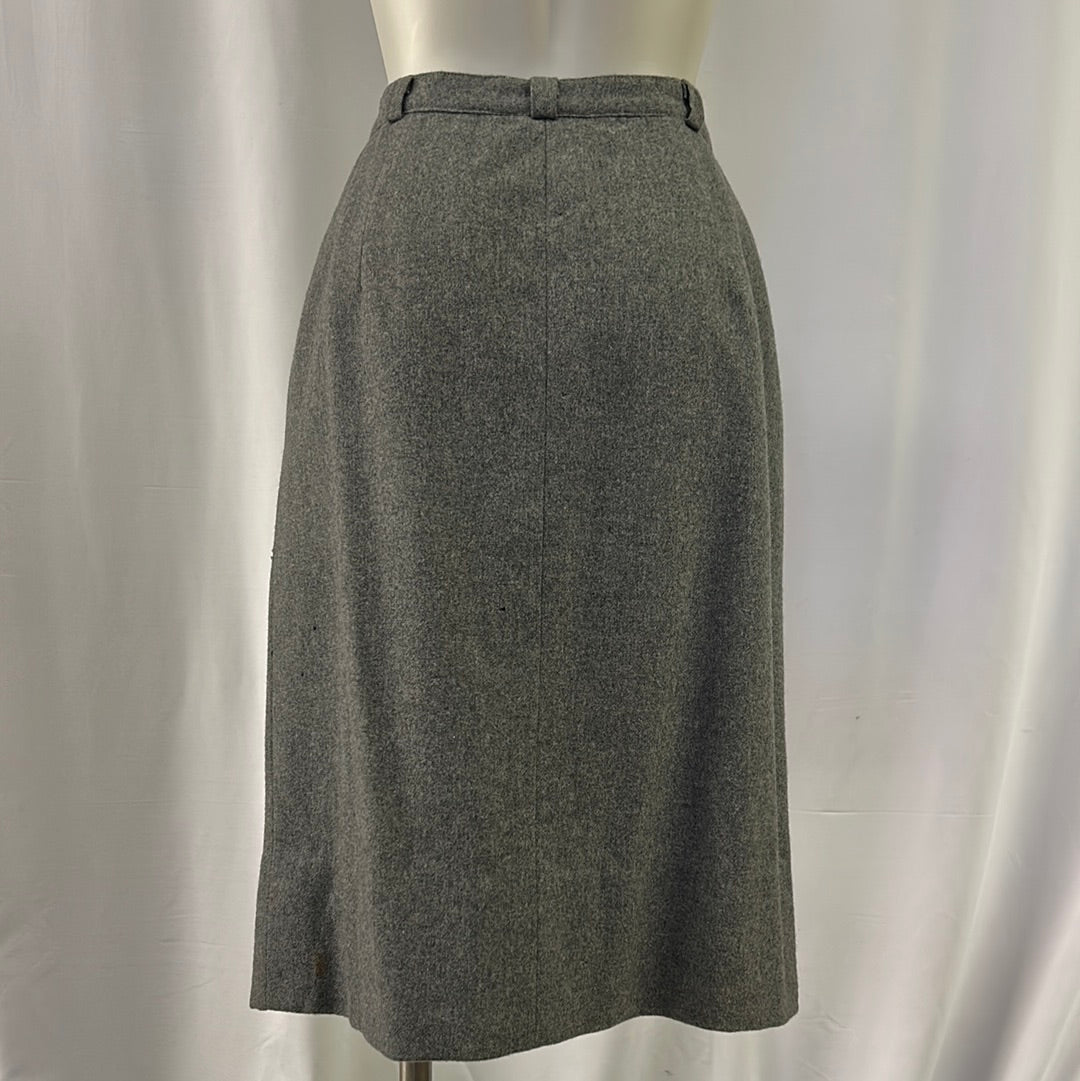 Grey Straight Wool Skirt