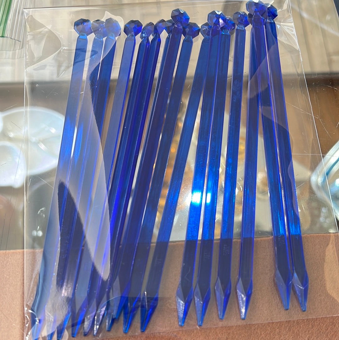 Blue clear drink stirrers