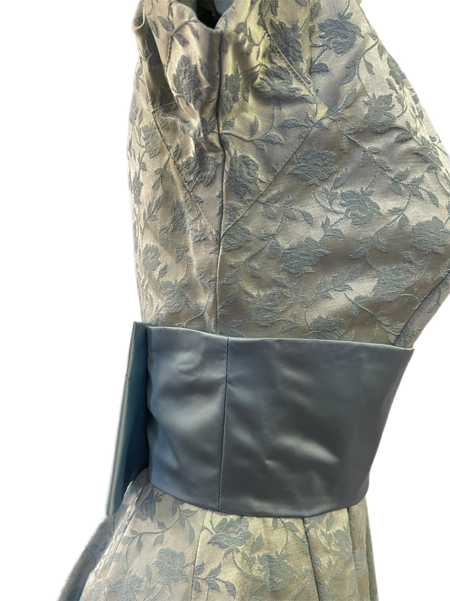 50s Blue Brocade Fit & Flare Dress