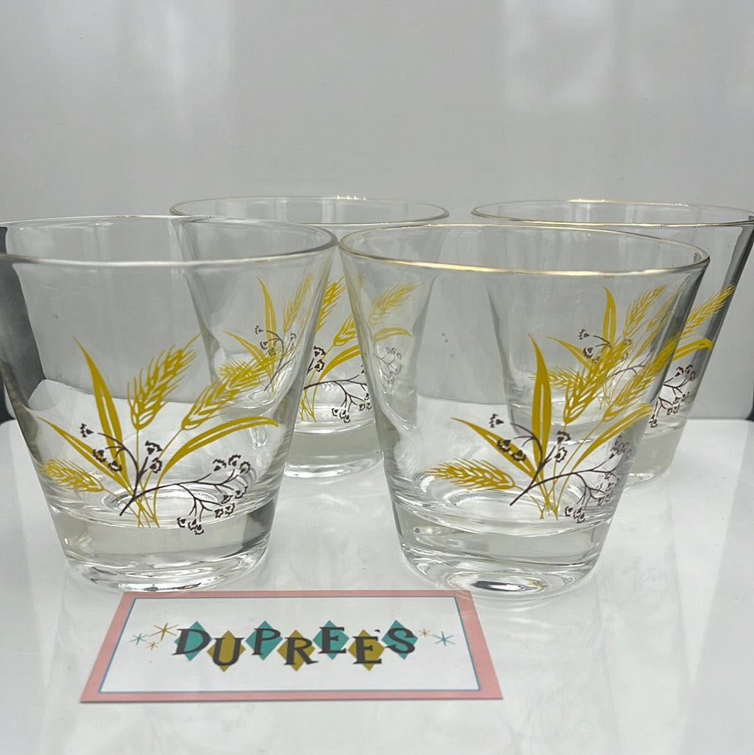 4-Pc Autumn Gold Rimmed Glasses