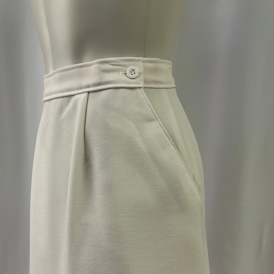 White Polyester Straight Skirt