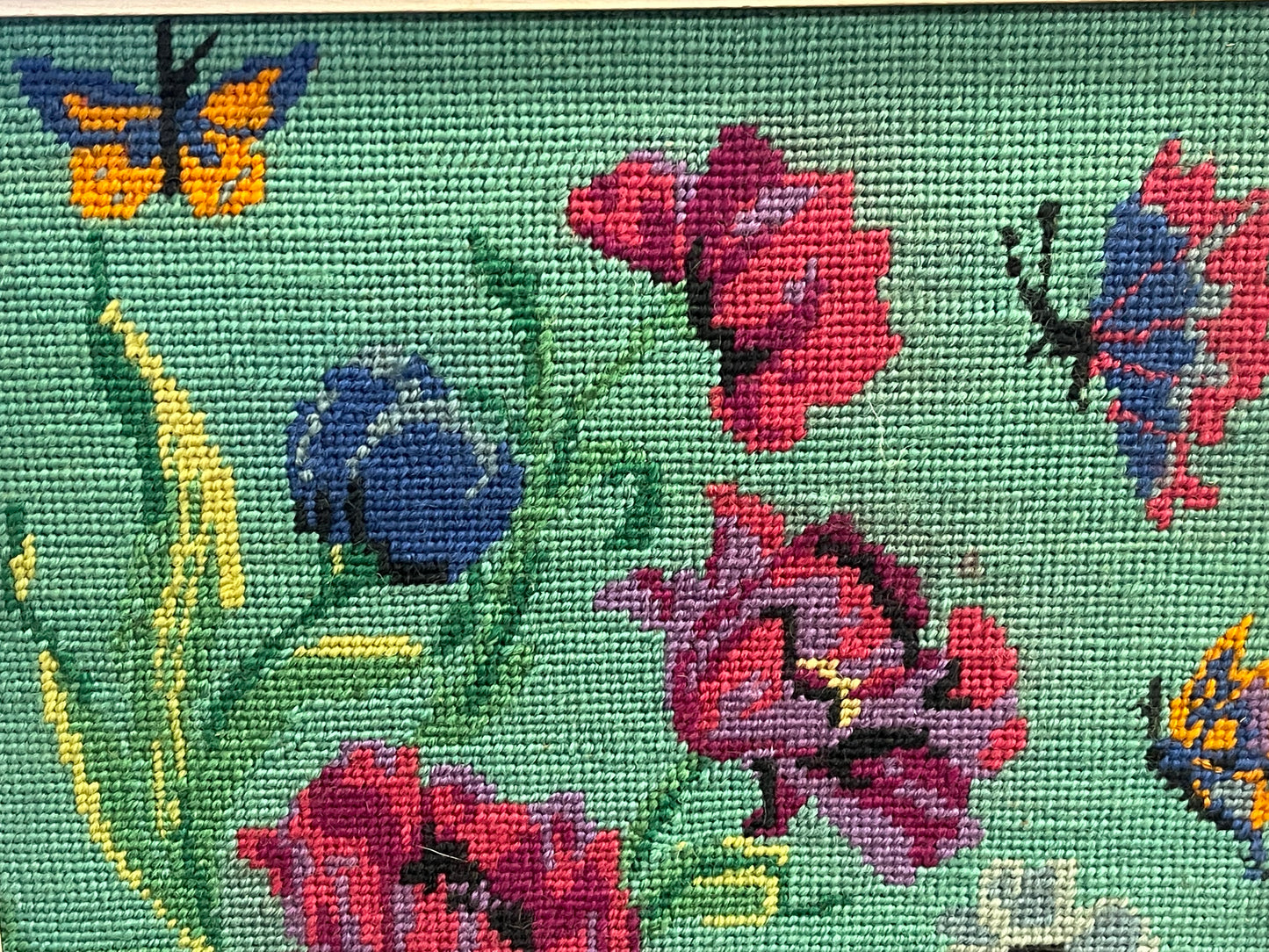 Bright Floral Framed Needlepoint