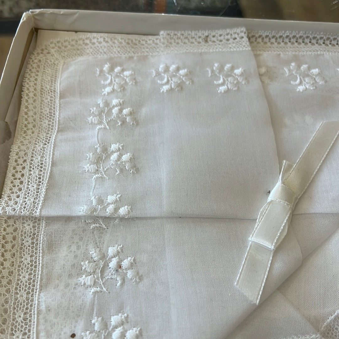 Set of 3 white hankies made in Austria