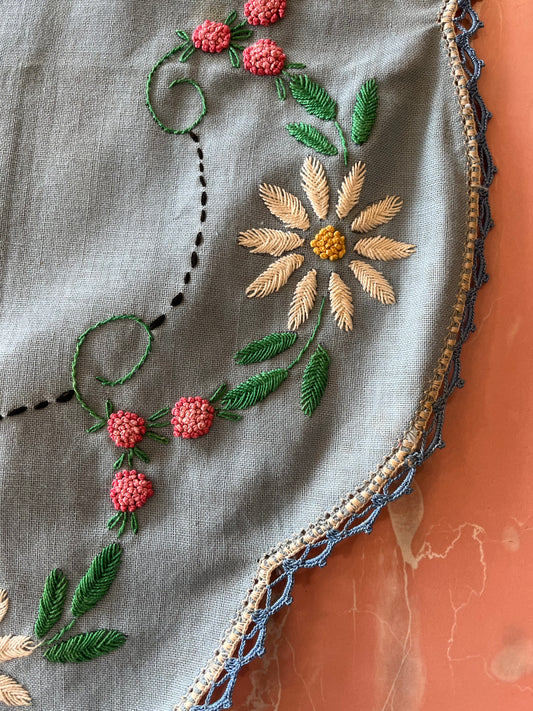 Blue embroidered table runner