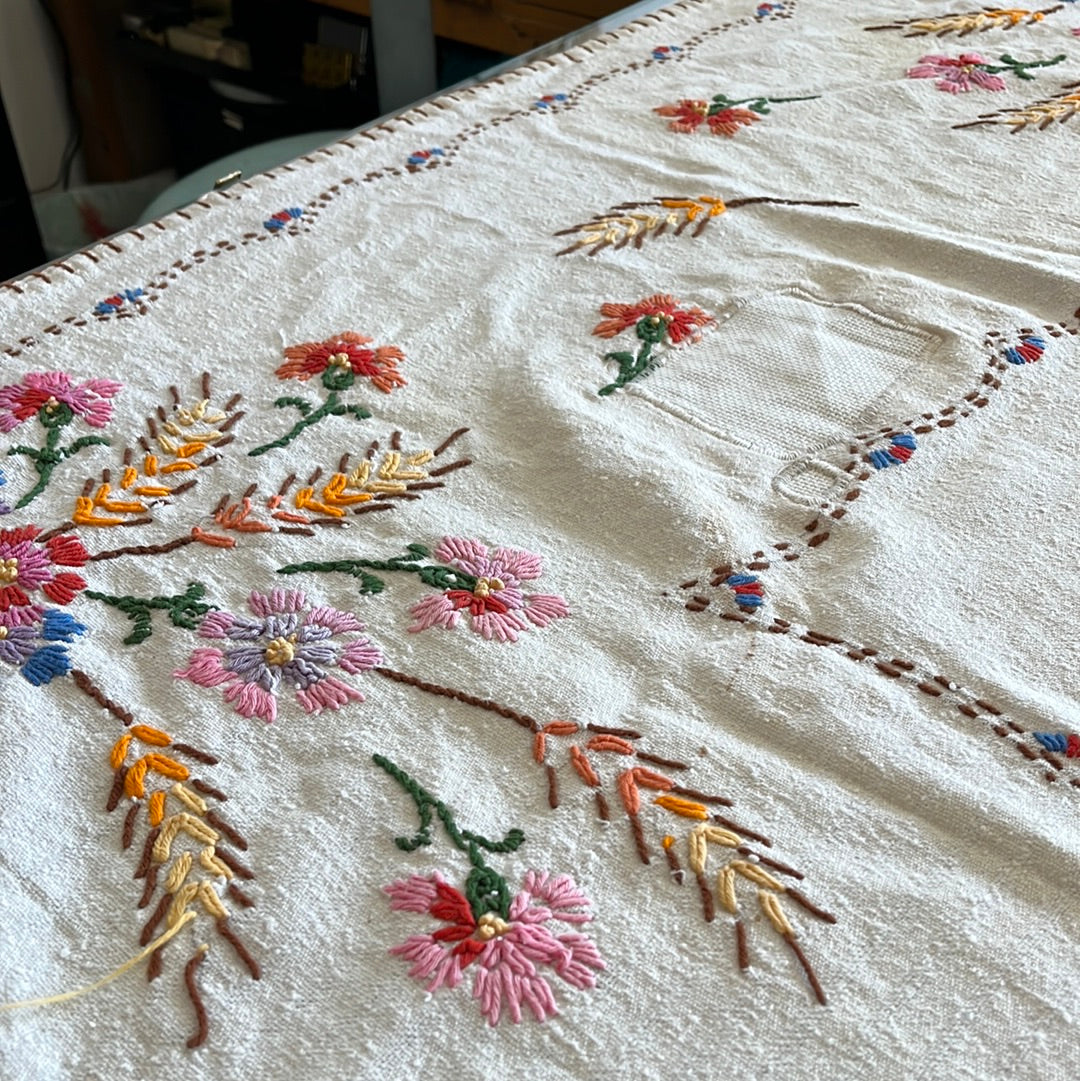 Embroidered table cloth