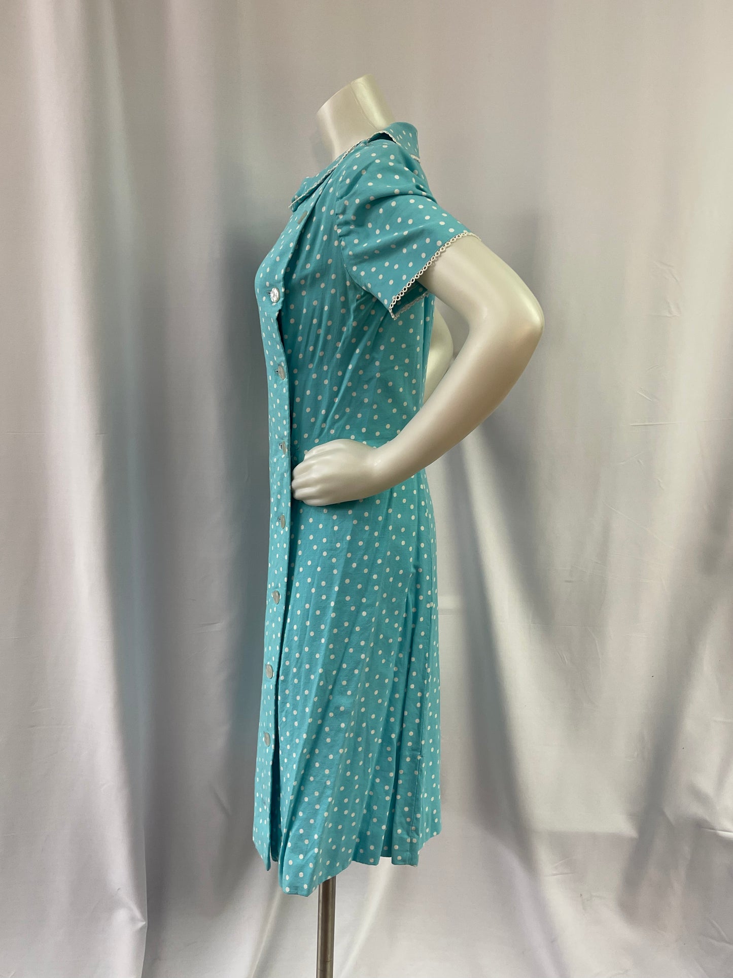 Teal & White Polka-dot Dress