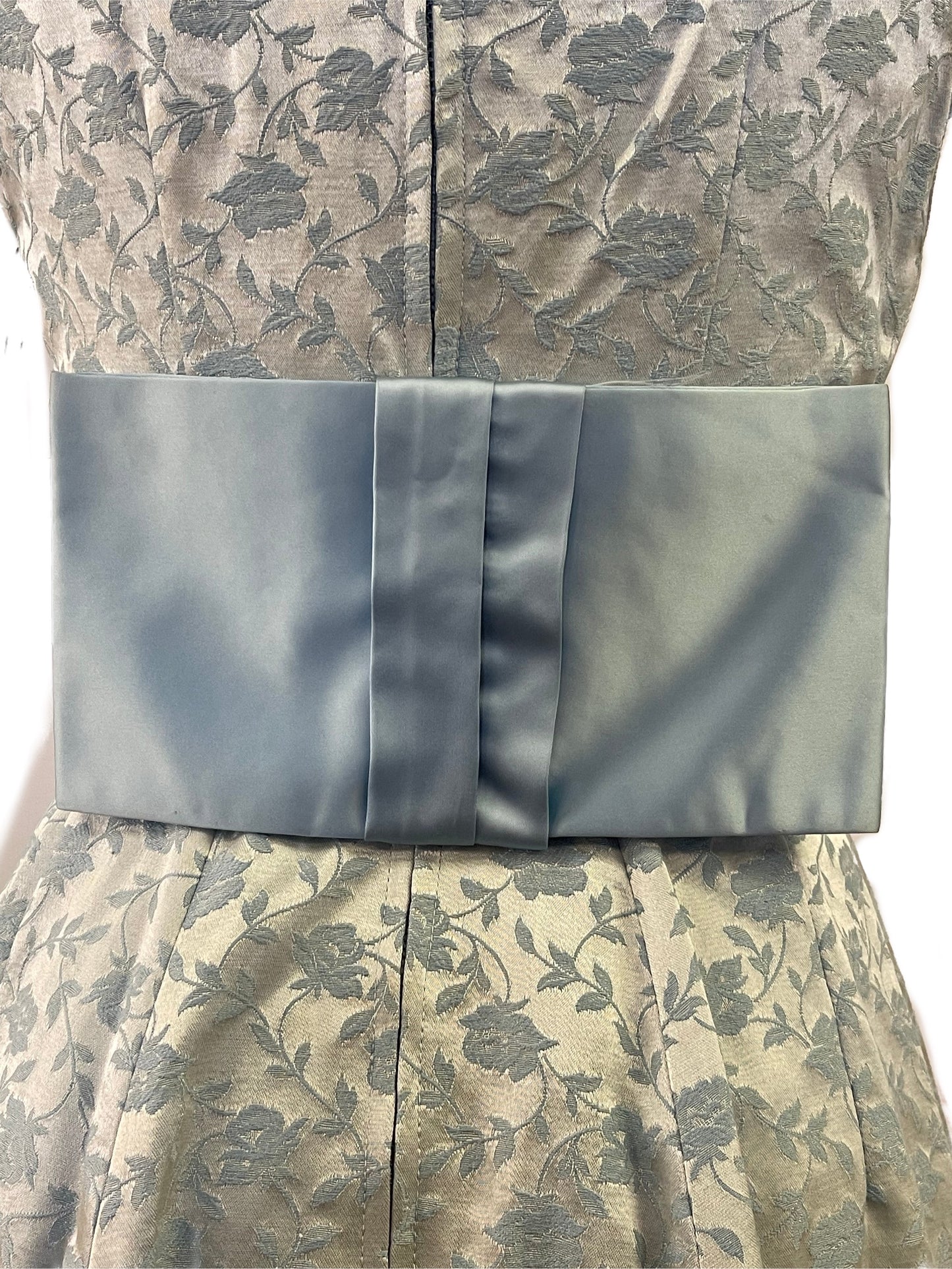 50s Blue Brocade Fit & Flare Dress