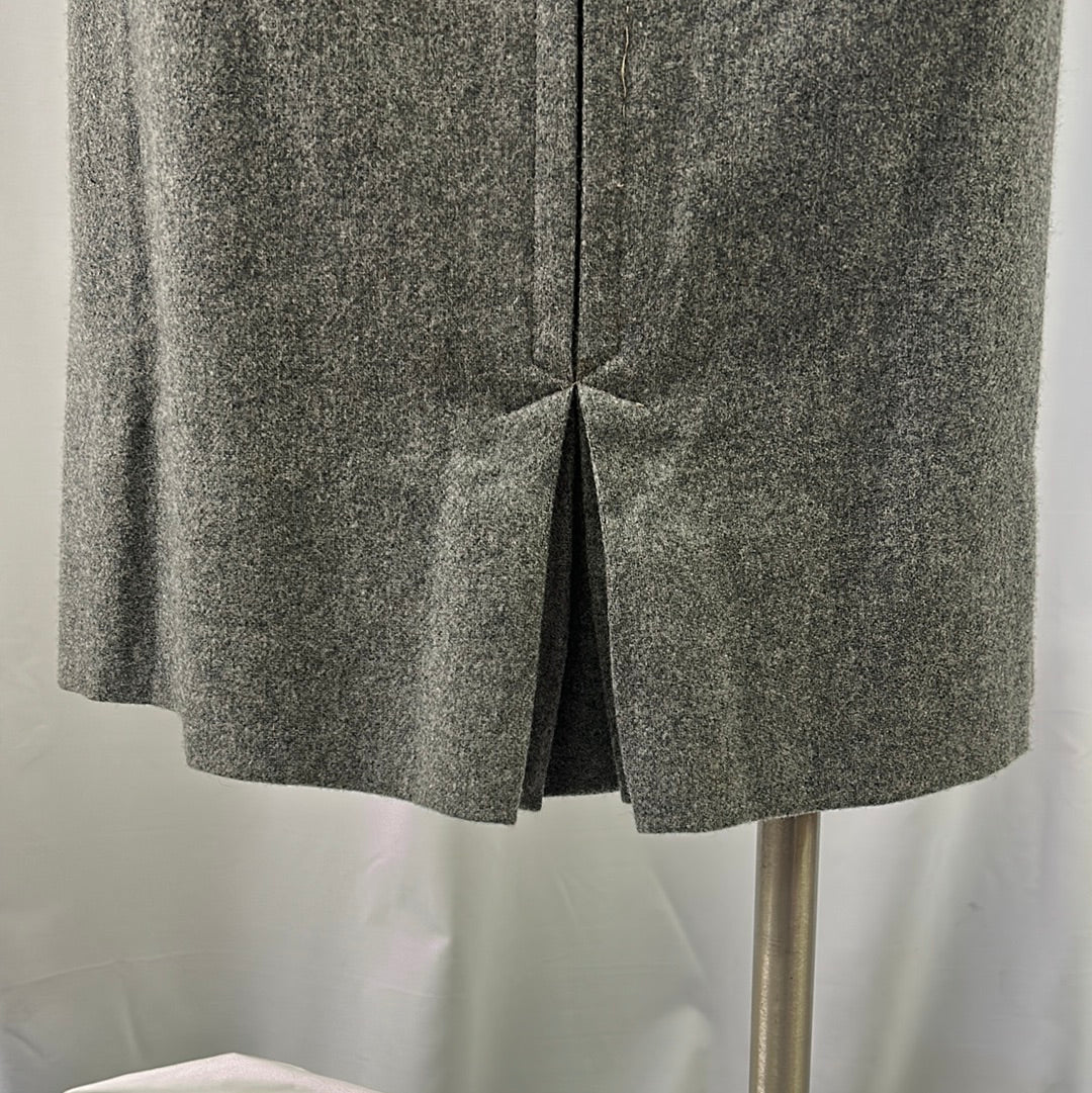Grey Straight Wool Skirt