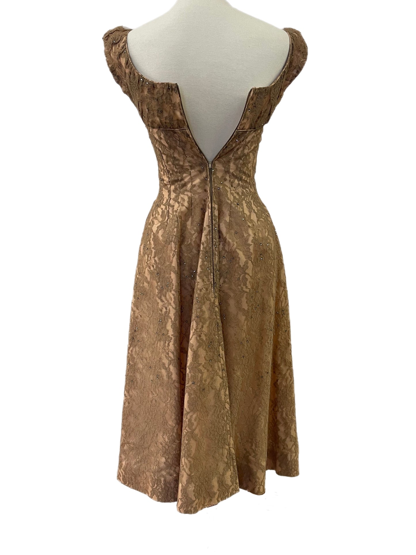 50s Tan Cocktail Dress