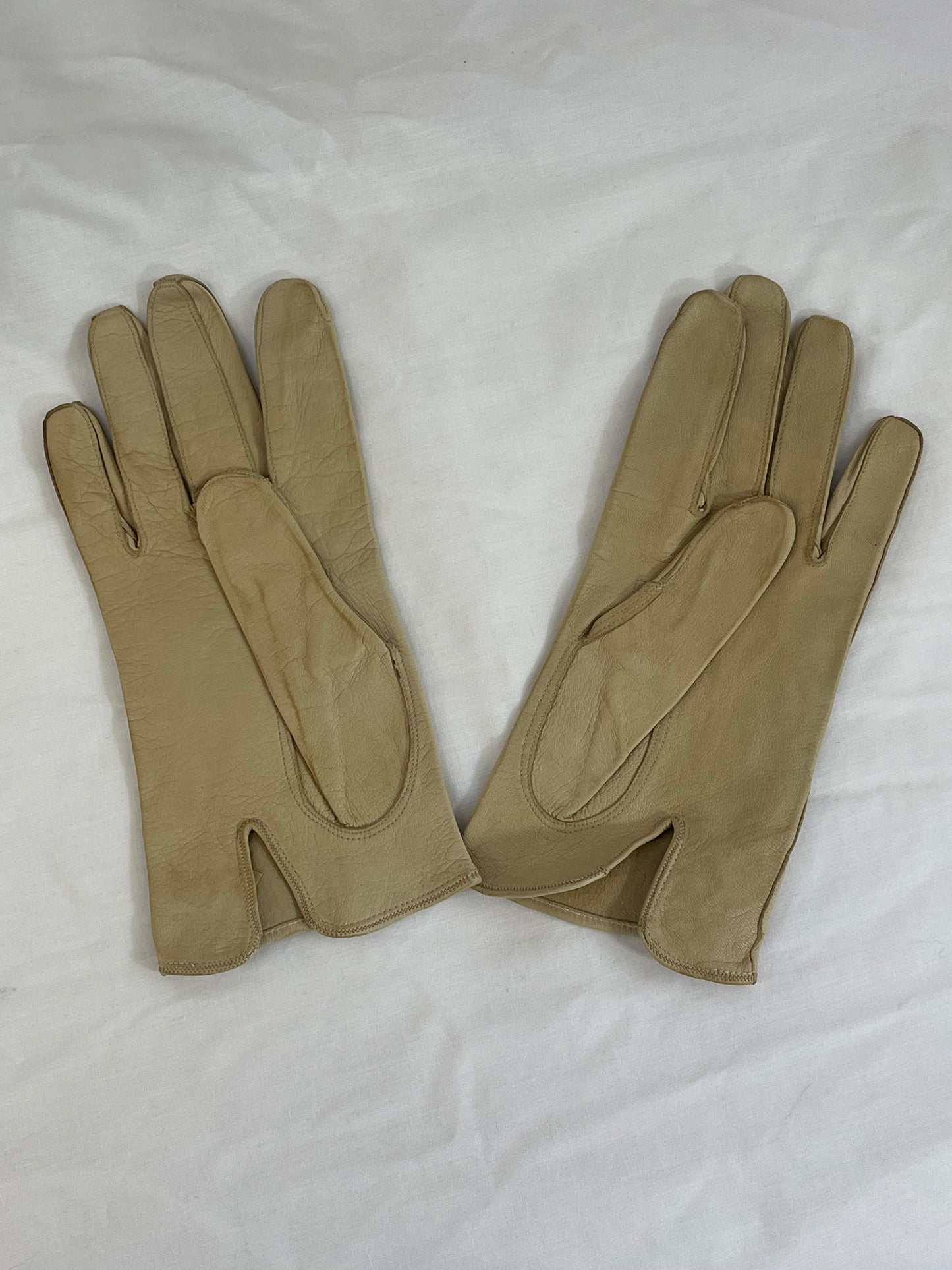 Beige Leather Gloves