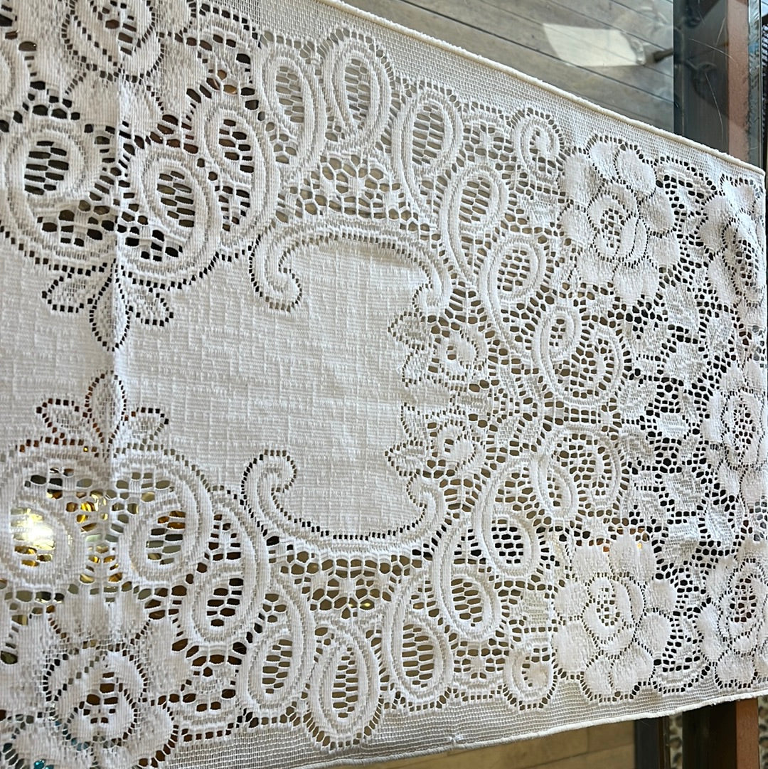 White lacy table runner