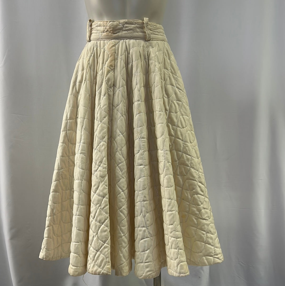 50s Ivory Quilted Skirt