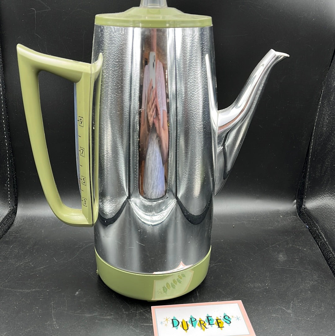 Green and Chrome GE percolator