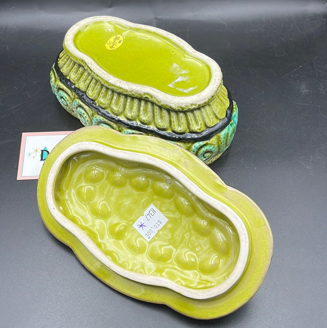 Blue and Green covered Dish