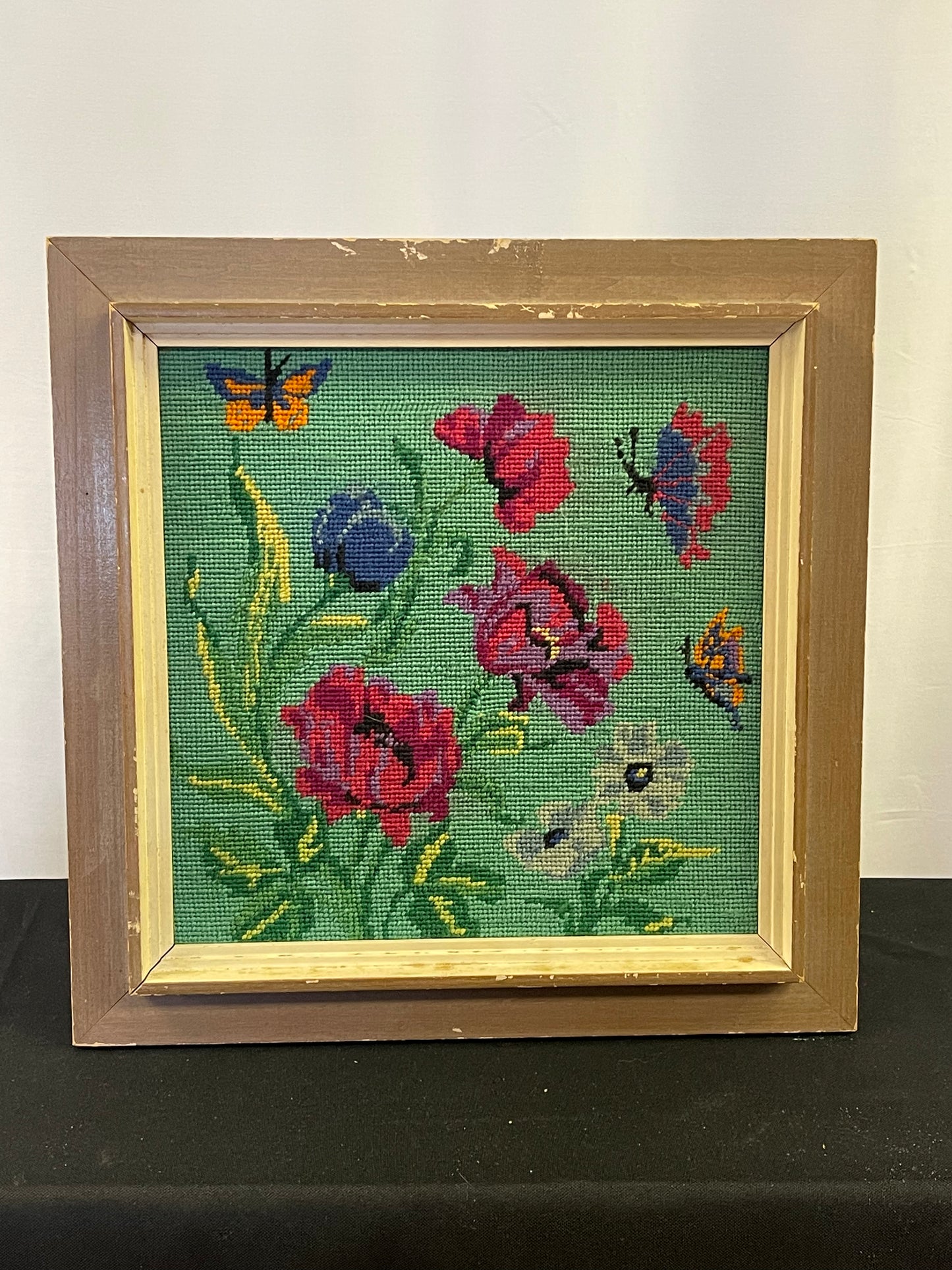 Bright Floral Framed Needlepoint