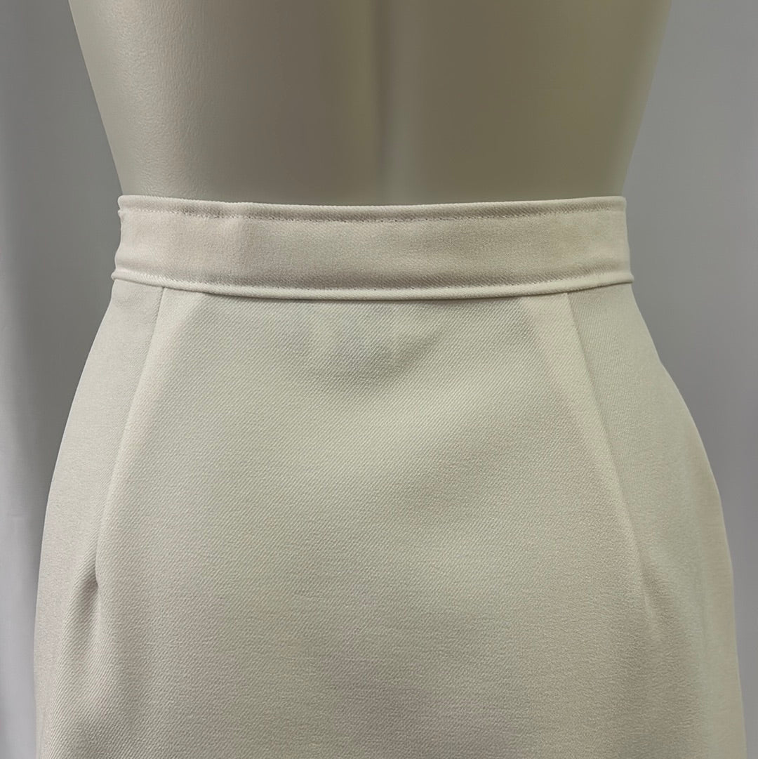 White Polyester Straight Skirt