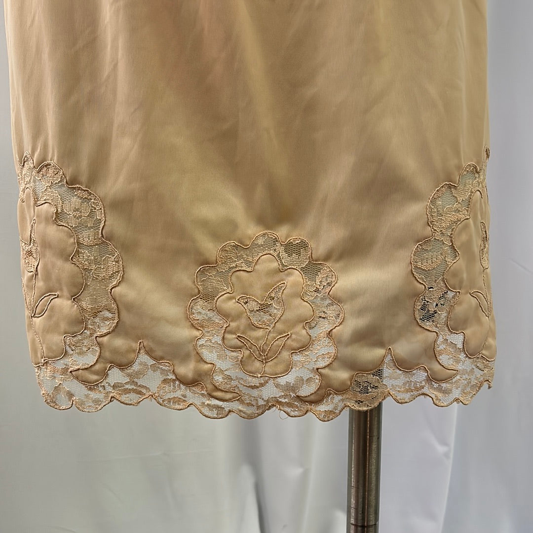 Beige Embroidered Half Slip