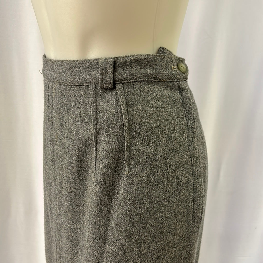 Grey Straight Wool Skirt